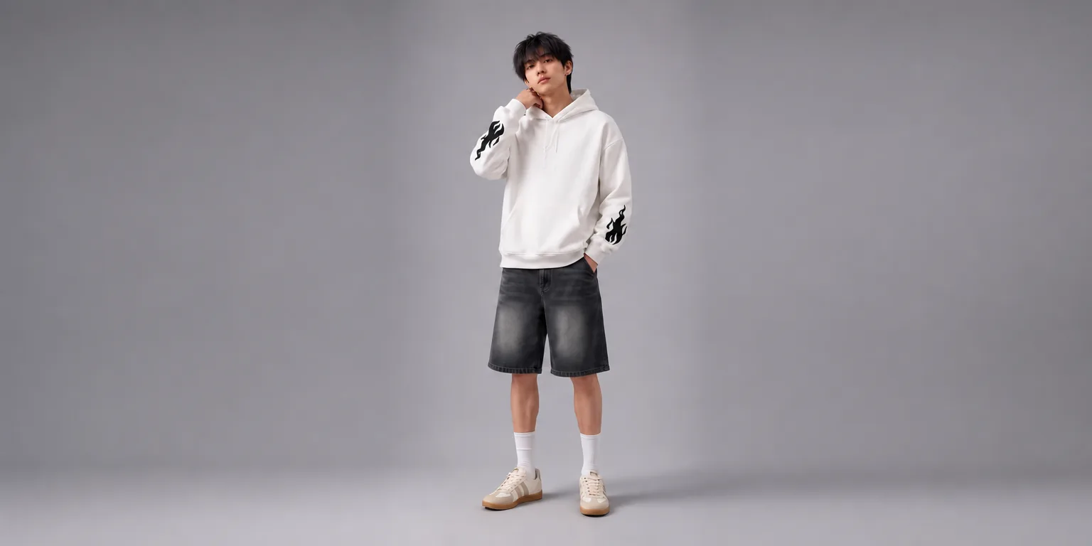 Model wearing Hoodie Gothic Flame